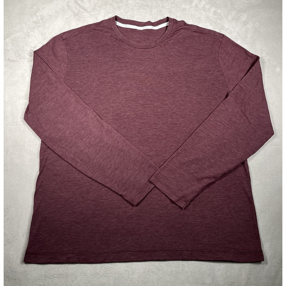 Lululemon Mens Always in Motion Long Sleeve Athletic Shirt Maroon Heather XL